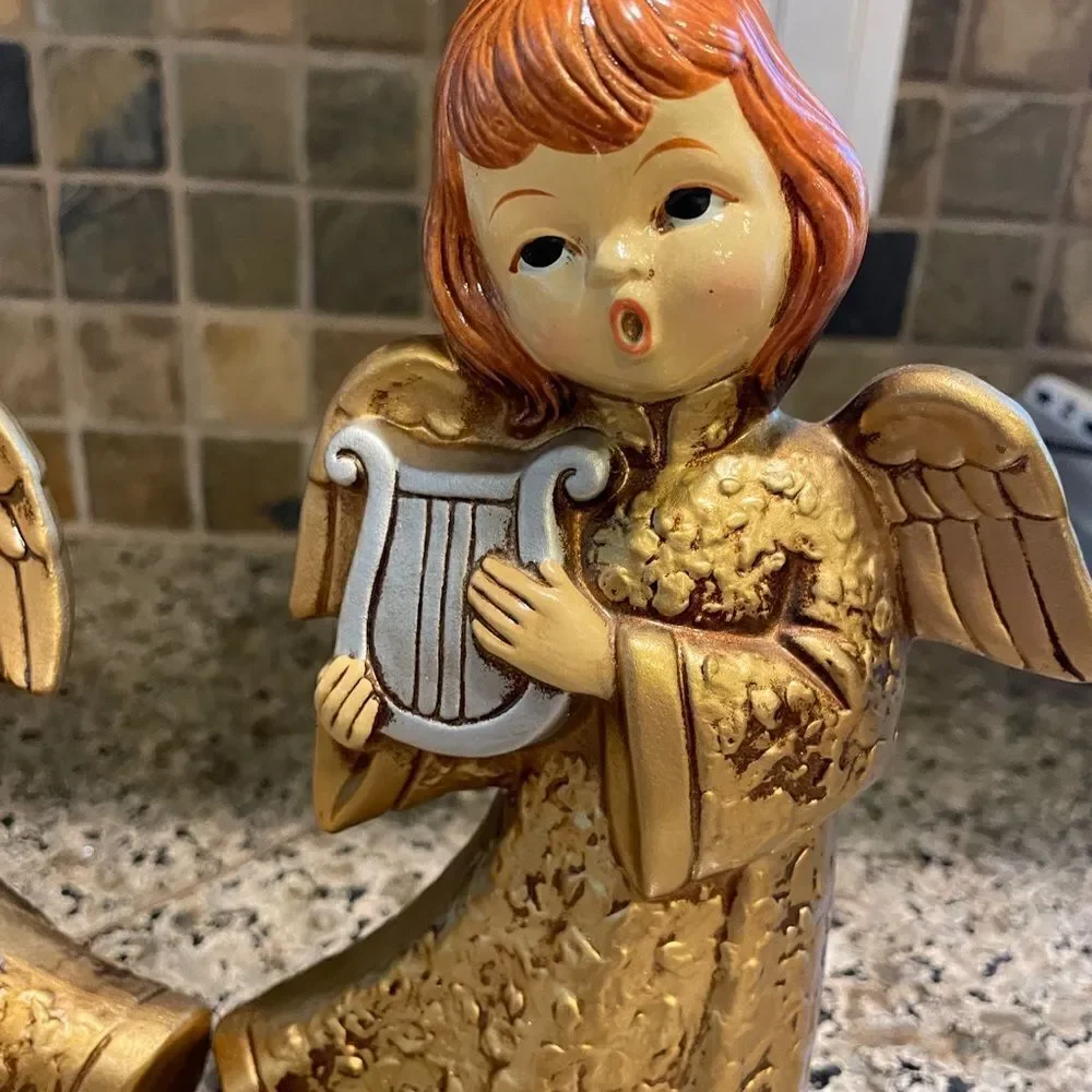 MCM Vintage Golden Musical Themed Angels set of 3 made in Taiwan